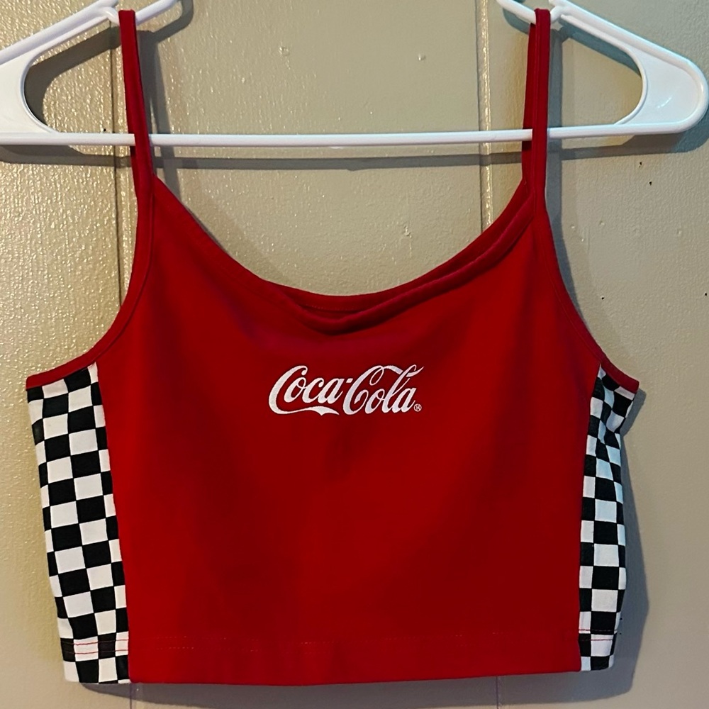 Coca Cola Red Top with Checkered Panels